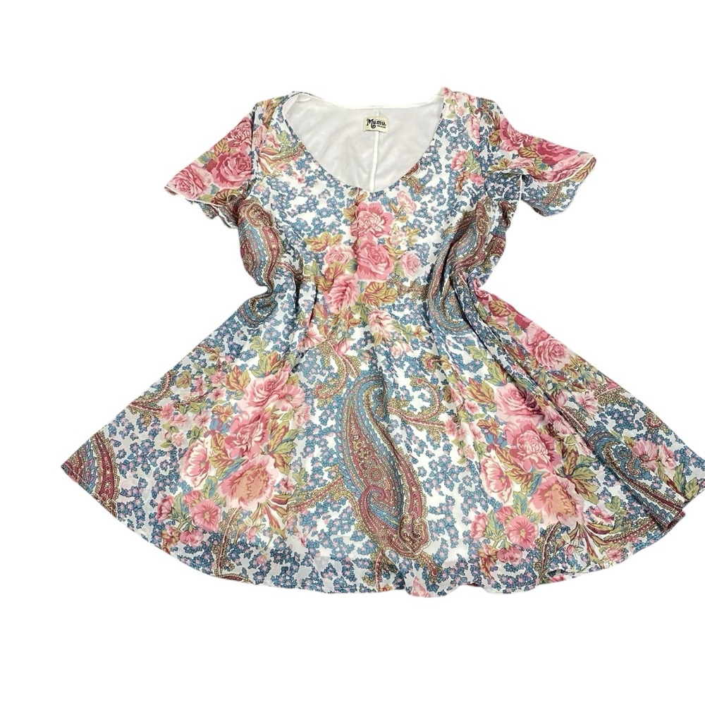 Show Me Your MuMu Kylie Floral Mini Dress in Blue and Pink Size Medium Feminine